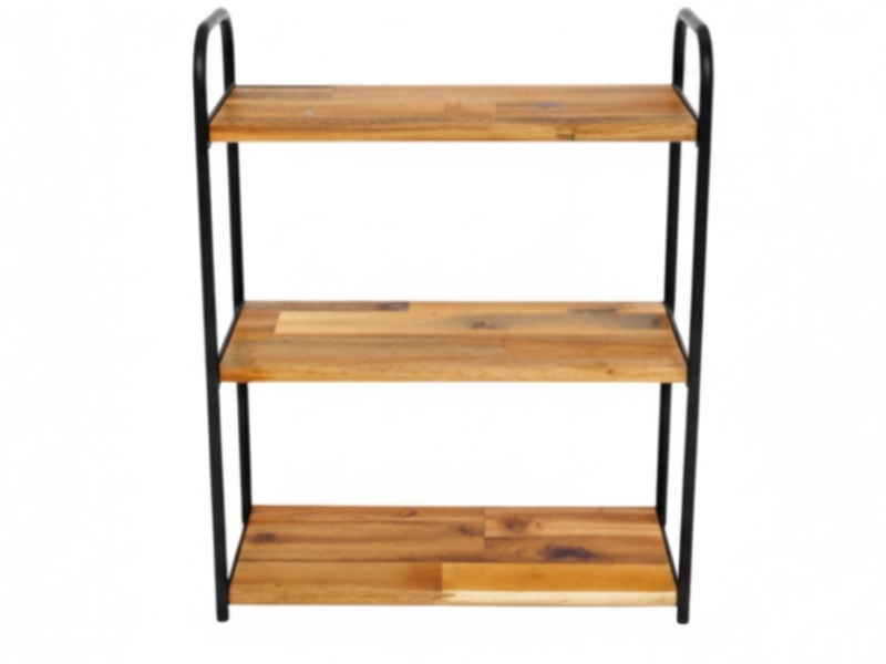 Acacia wood & metal kitchen shelf
